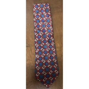 Christian Dior Monsieur Tie Blue Red Geometric Made in USA NEW NOS